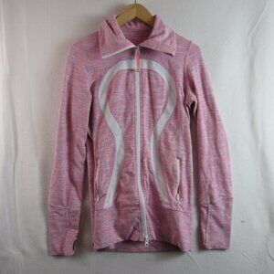 lululemon women's jacket in stride 8 pink white no hood
